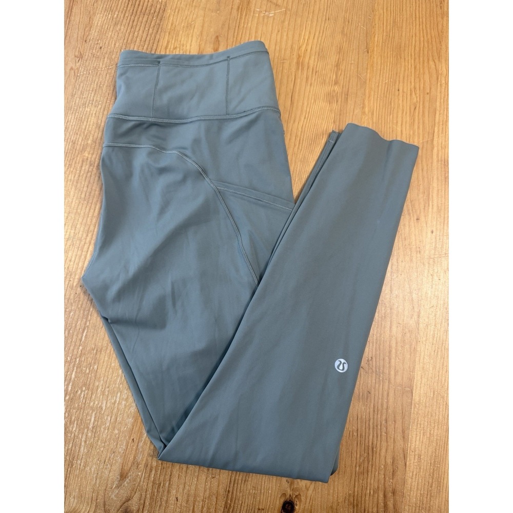 Lululemon Fast and Free Leggings 25in Green Olive Sage Size 10 - Picture 2 of 6